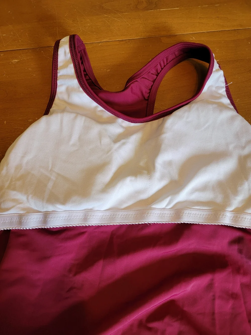 Magenta Racerback Tankini Top with Black High-Waist Bottoms - Picture 8 of 9